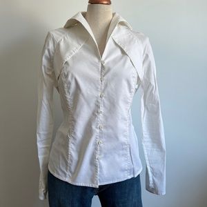 La Collection - White Long Sleeves Blouse with Open Back